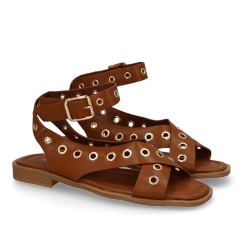 Sandalias planas de mujer, comodas y elegantes, diseño moderno con ojales