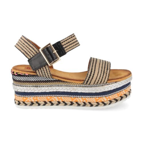 Sandalia de Plataforma con Yute y Trenzado Geométrico Multicolor