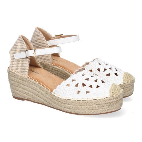 Sandalia de Cuña de Yute para Mujer, Comodas y Elegantes, Diseño Floral Bordado