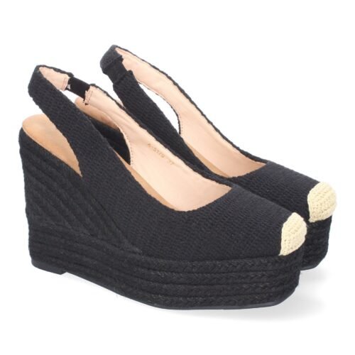 Sandalia de Cuña de Yute para Mujer, Comodas y Elegantes, Diseño de Pala Cerrada con Detalles Bordados