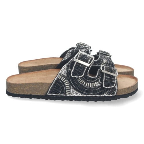 Sandalia Plana con Strass y Hebillas