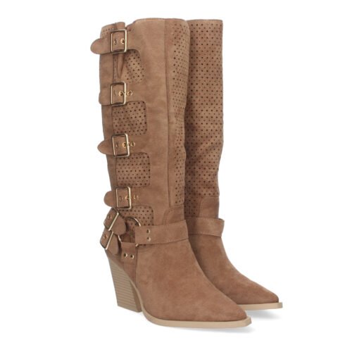 Botas de Mujer con Tacón y Adornos de Hebillas