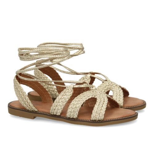 Sandalias planas para mujer, comodas y elegantes, diseño moderno con cordones atados al tobillo
