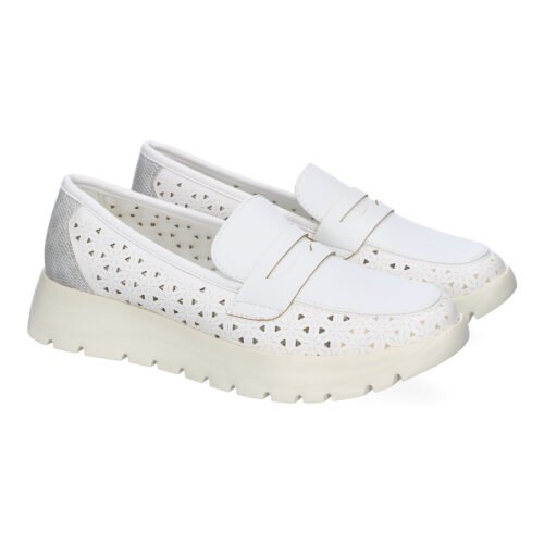 Mocasin Plano de Mujer, Comodo y Ligero, Diseño Calado, Suela Dentada y Adorno en la Pala