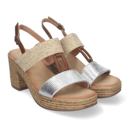 Sandalia de Verano para Mujer, con Tacón Estilizado y Detalles Elegantes