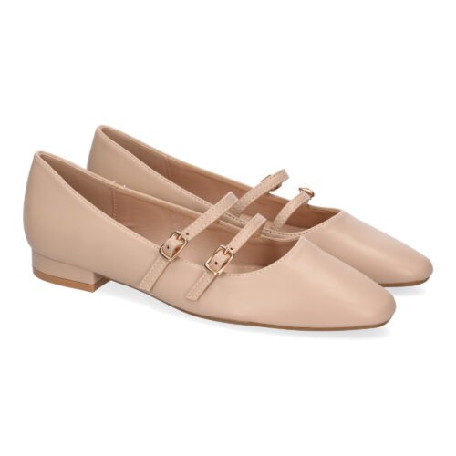 Zapato de Mujer tipo Bailarina Francesita con Elegante Diseño y Doble Cierre de Hebilla