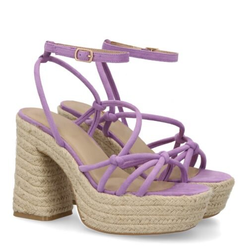 Sandalia de tacón de yute para mujer, comodas y elegantes, diseño moderno con tiras cruzadas