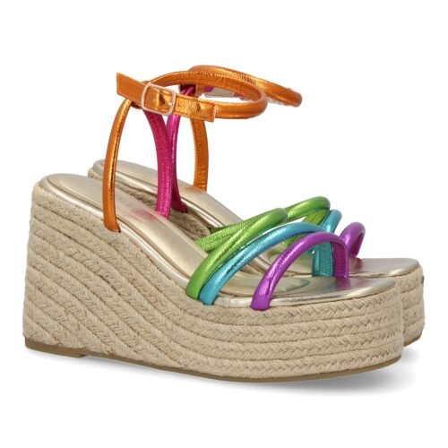 Sandalia de cuña de yute para mujer, diseño comodo y elegante con tiras cruzadas en la pala