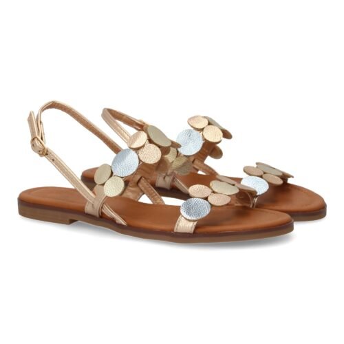 Sandalia plana para mujer, diseño moderno y comodo con adornos circulares que combina estilo y elegancia